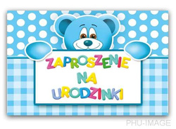 Zaproszenie na urodzinki, niebieskie, 1 szt.
