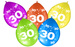 Balony odwrotny nadruk cyfra 30 TRZYDZIESTKA, 5szt