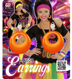 KOLCZYKI Klipsy Koła Neon POMARAŃCZOWE Disco