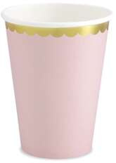 Kubeczki papierowe, j. róż złoty brzeg,220ml,6szt.