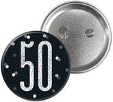 Przypinka Broszka Metalowa 50 Urodziny Czarna