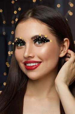 Sztuczne RZĘSY  Doklejane Czarne Złote GWIAZDKI