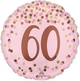 Balon Foliowy 60 URODZINY Różowy Konfetti 46cm