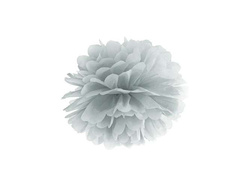 Pompon bibułowy, srebrny, 25cm, 1szt