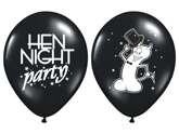 Balony Hen night party czarne, 30 cm, 1 szt.