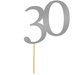 Topper na Tort LICZBA 30 Urodziny SREBRNY