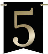 Flagietka, Cyfra 5, Czarna, 1 szt.