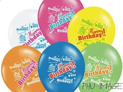 Balony z nadrukiem "HAPPY BIRTHDAY" mix - 5 szt.