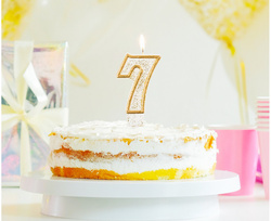 Świeczka B&C cyferka "7", złoty kontur, 1op.
