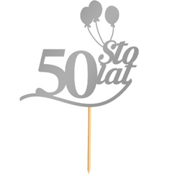 Topper na Tort 50 STO LAT Urodziny SREBRNY