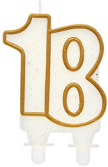 Świeczka na Tort Liczba 18 Urodziny Złoty Kontur