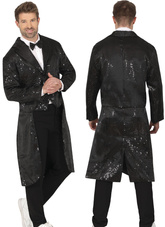 Czarny FRAK z Cekinami Marynarka Męski Strój, M