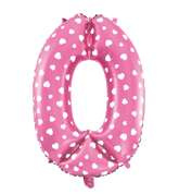 Balon foliowy cyfra ZERO 0, różowy, 40 cm