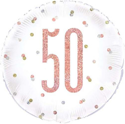 Balon foliowy 50 Urodziny Różowe Złoto, 45cm