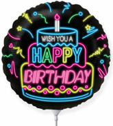 Balon foliowy 14" FX - "Happy Birthday" NEON