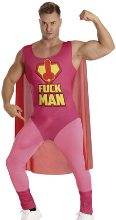 Strój Kostium Zabawny Superbohater FUCKMAN HERO, L