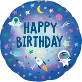 Balon foliowy holo Happy Birthday Kosmos 1 szt.