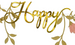 Baner Happy Birthday Kwiaty Różowy Złoty Urodziny