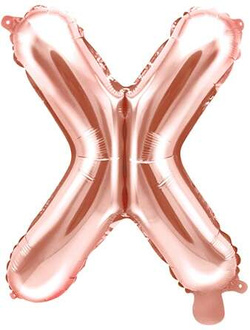 Balon foliowy Litera "X", 35cm, różowe złoto