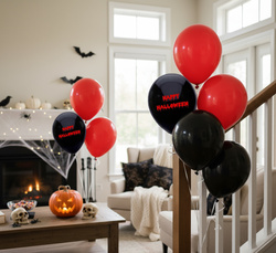 Balony Zestaw Happy Halloween Czarne Czerwone 25sz