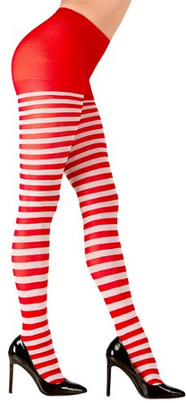 Rajstopy Śnieżynki Czerwone Białe Paski 70 DEN, XL