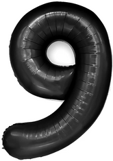 Balon foliowy cyfra 9 DZIEWIĘĆ czarny 100 cm