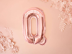 Balon foliowy Litera "Q", 35cm, różowe złoto 1szt.