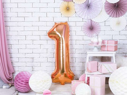 Balon foliowy Cyfra "1", różowe złoto, 86cm, 1szt.