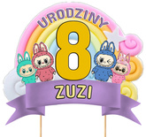 Topper Labubu DUŻY Urodziny IMIĘ 1szt.