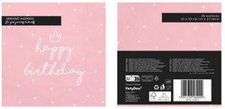 Serwetki HAPPY BIRTHDAY Róż URODZINY 33x33cm 20szt