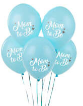 Balony Mom to Be, Pastelowy Niebieski, 30cm, 5szt.