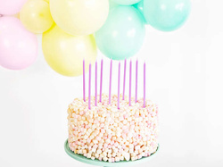 Świeczki urodzinowe gładkie j. liliowy 14cm 12szt.