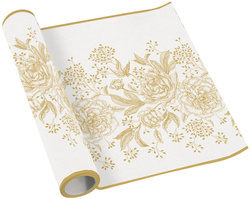 Bieżnik Flizelinowy Biały ZŁOTE PIWONIE 40x500cm