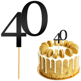 Topper na Tort LICZBA 40 Urodziny CZARNY