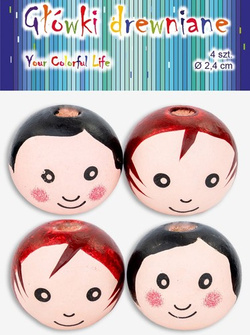 Drewniane Koraliki Kulki BUŹKI 2,5cm 4szt.