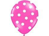 Balony 14'' różowe w białe kropki, 5 szt.
