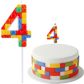 ŚWIECZKA Piker CYFRA 4 Cztery KOLOROWE KLOCKI 10cm
