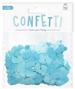 Konfetti Baby Shower Chłopiec Niebieskie Stópki