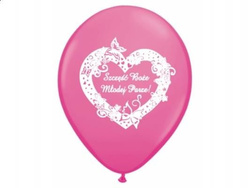 Balon z nadrukiem "Szczęść Boże M.P." fuksja 5szt