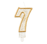 Świeczka B&C cyferka "7", złoty kontur, 1op.