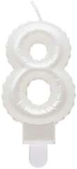 Świeczka Cyfra 8 OSIEM Perłowa BIAŁA, 7cm