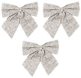 Kokardy Świąteczne Brokatowe SREBRNE 12cm 3szt.