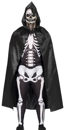 Czarna Peleryna z Płaszcz Kapturem Halloween 120cm
