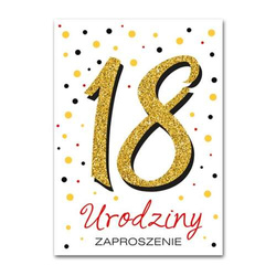 Zaproszenie brokatowe 18 lat, 1 szt.