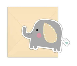 Zaproszenia z kopertami Elephant Baby, 6 szt.