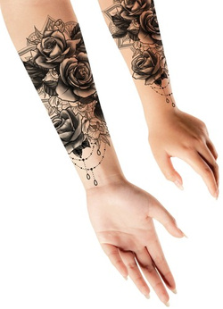 Tatuaż Zmywalny Tymczasowy Rękaw RÓŻE 14x30cm