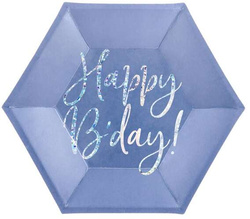 Talerzyki Happy B'day!, granatowy, 20cm 6szt.
