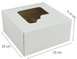 Pudełko Karton na Tort Ciasto z Okienkiem 25x25x12