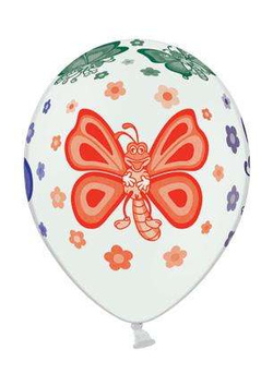 Balony 14" Pastel White Motylki 5 szt.