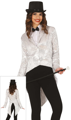 Srebrny FRAK z Cekinami Marynarka Damska, M